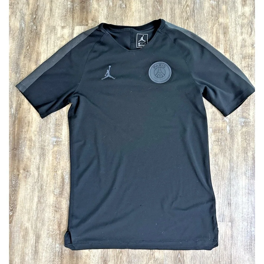Vintage Paris Saint German Shirt Jordan Nike Black Training Soccer Size Small
